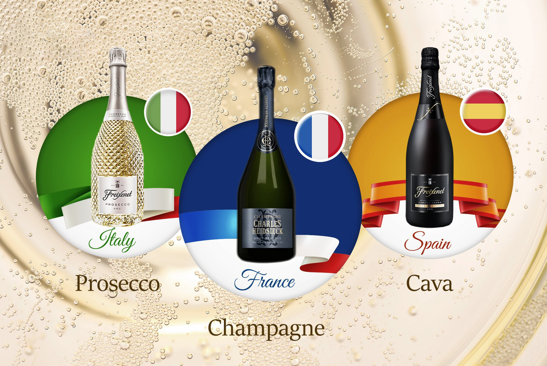 KHÁM PHÁ ĐÔI NÉT VỀ CHAMPAGNE, PROSECCO VÀ CAVA